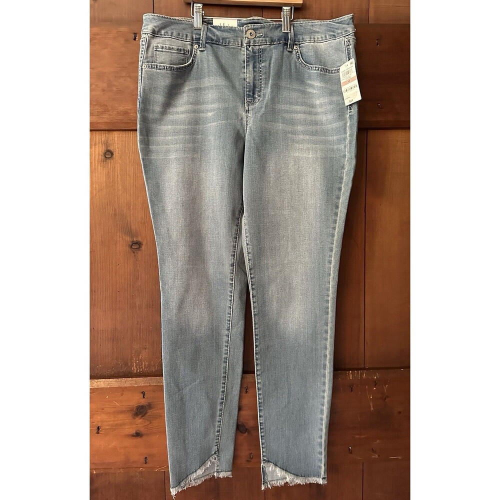 Style and Company Mid-Rise Ankle Jeans with Frayed Hem  - Size 12 - New